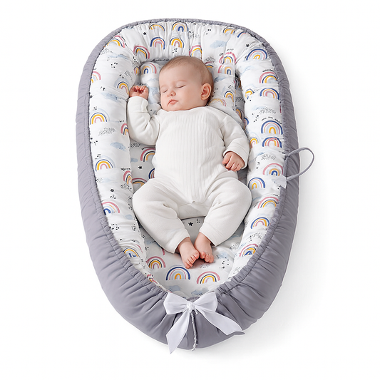 Mombel organic cotton baby lounger and Nest