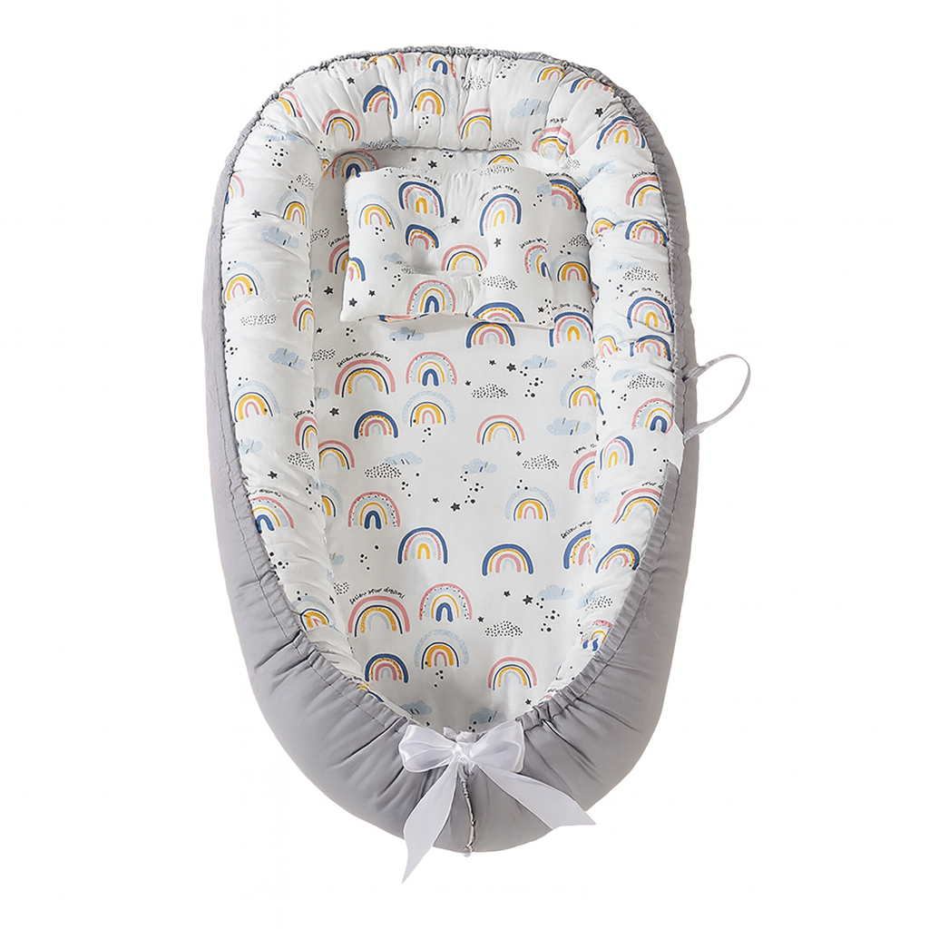 Mombel organic cotton baby lounger and Nest